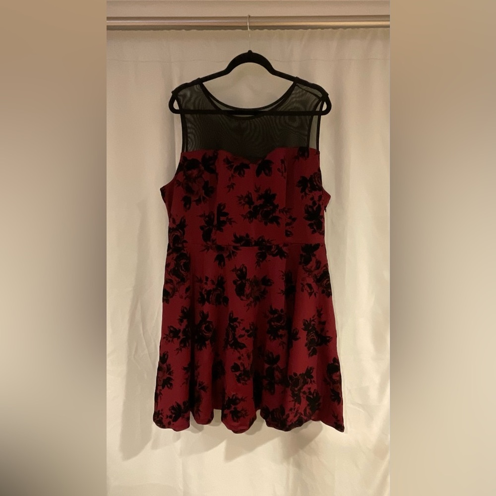Rue21: Floral Cocktail Dress, Burgundy and Black